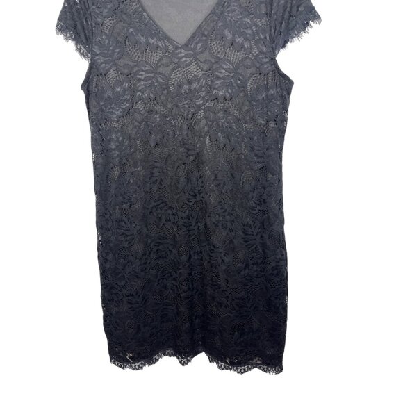 Daisy Fuentes Women’s Large Black Lace Sheath Dress Short Sleeve V Neck - Picture 4 of 10